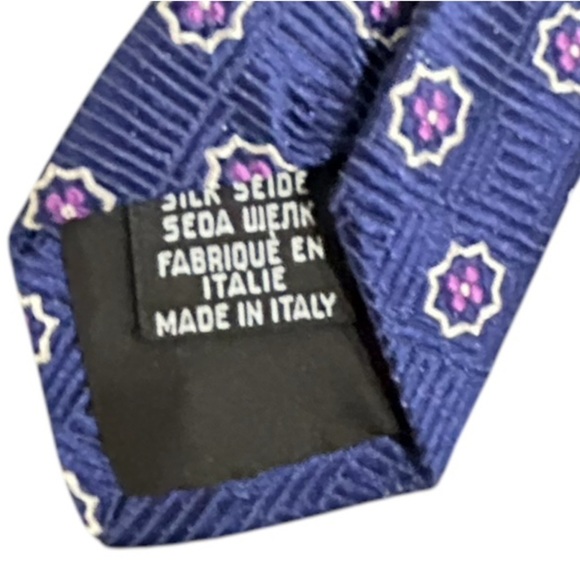 Men’s Boss by Hugo Boss 100% silk made in Italy tie blue medallion print - Picture 5 of 6